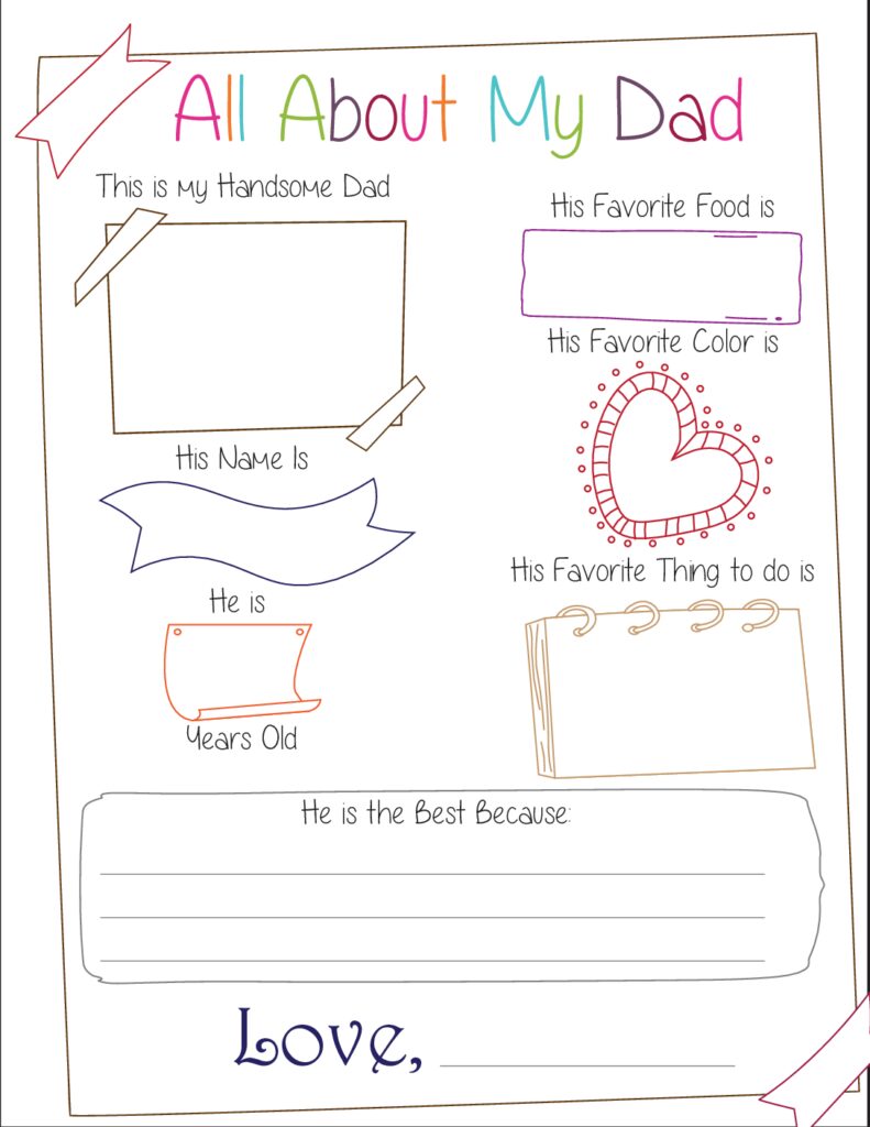 All About My Dad Free Printable Book