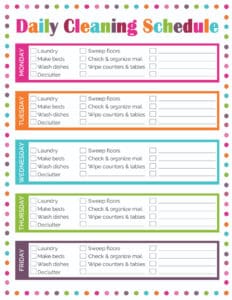 2 Daily Cleaning Schedule Printables