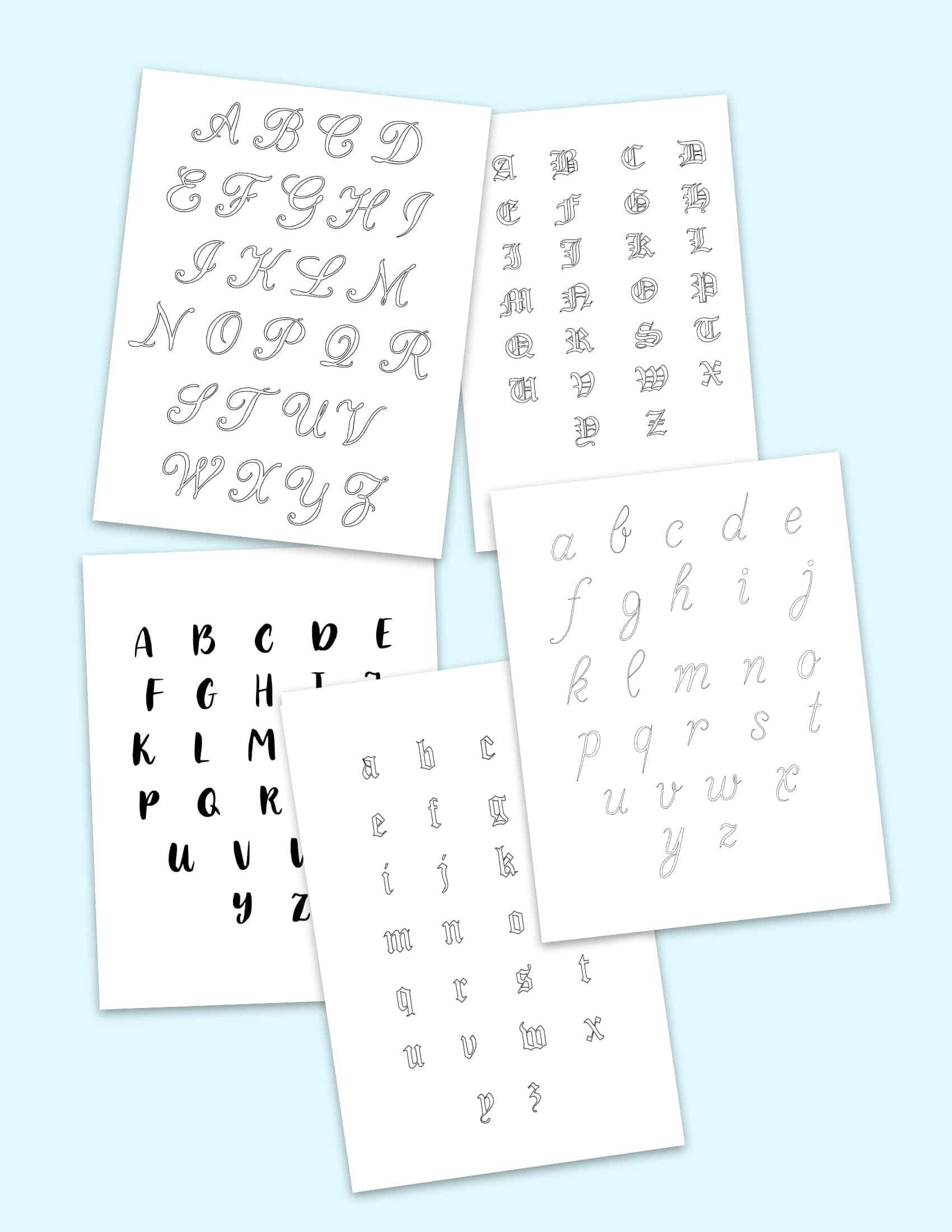 5 Free Printable Alphabet Calligraphy Letters - Freebie Finding Mom