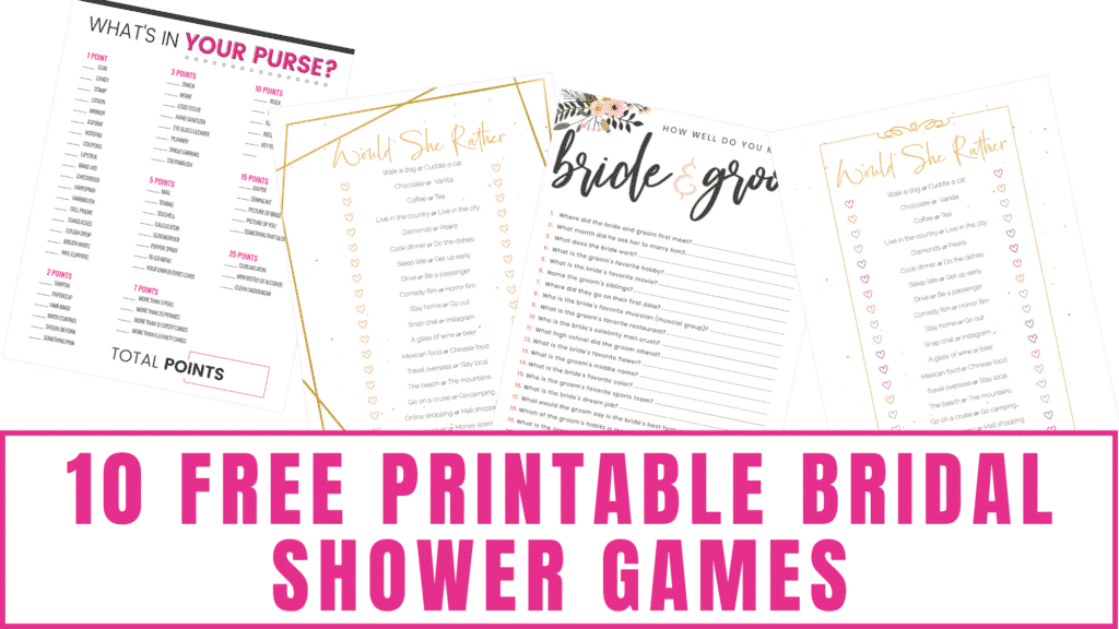 These free printable bridal shower games are a budget friendly way to ramp up the fun at your bridal shower. 
