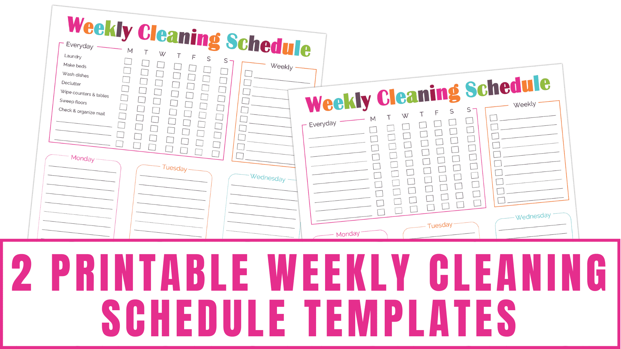 2 Printable Weekly Cleaning Schedule Templates Freebie Finding Mom