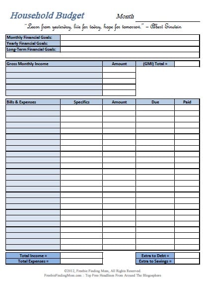 If you're looking for budget binder ideas, be sure to include some kind of budget sheet, like this simple printable budget worksheet.