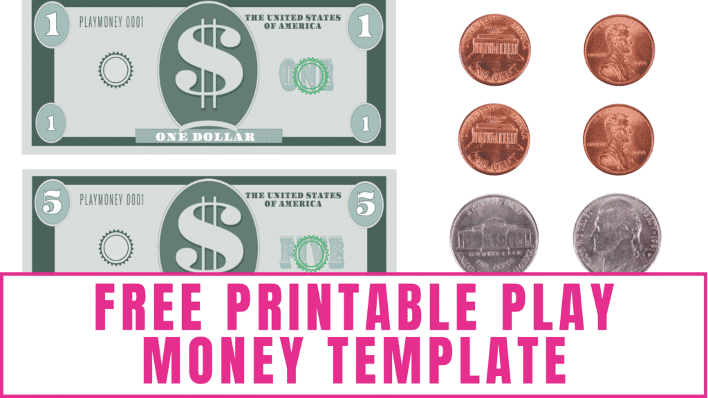 Use this free printable play money template to help kids learn about money and for imaginative play. 
