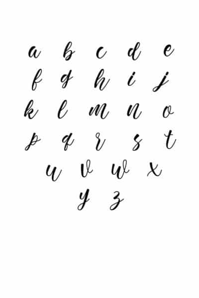 Free Printable Alphabet Letters for Beginners: Calligraphy Lowercase