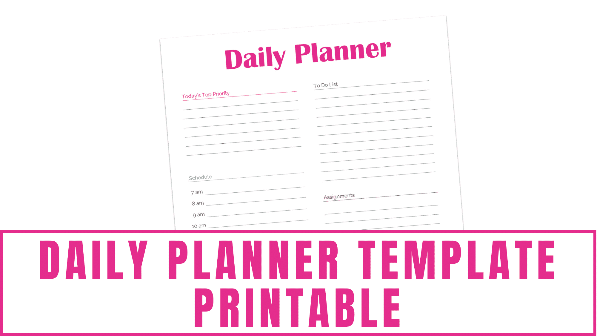 This daily planner template printable provides space for you to record your day's priorities, daily schedule, to do list, assignments, and notes. You may not need every page in this 13-page student planner printable but this page will come in handy for everyone.