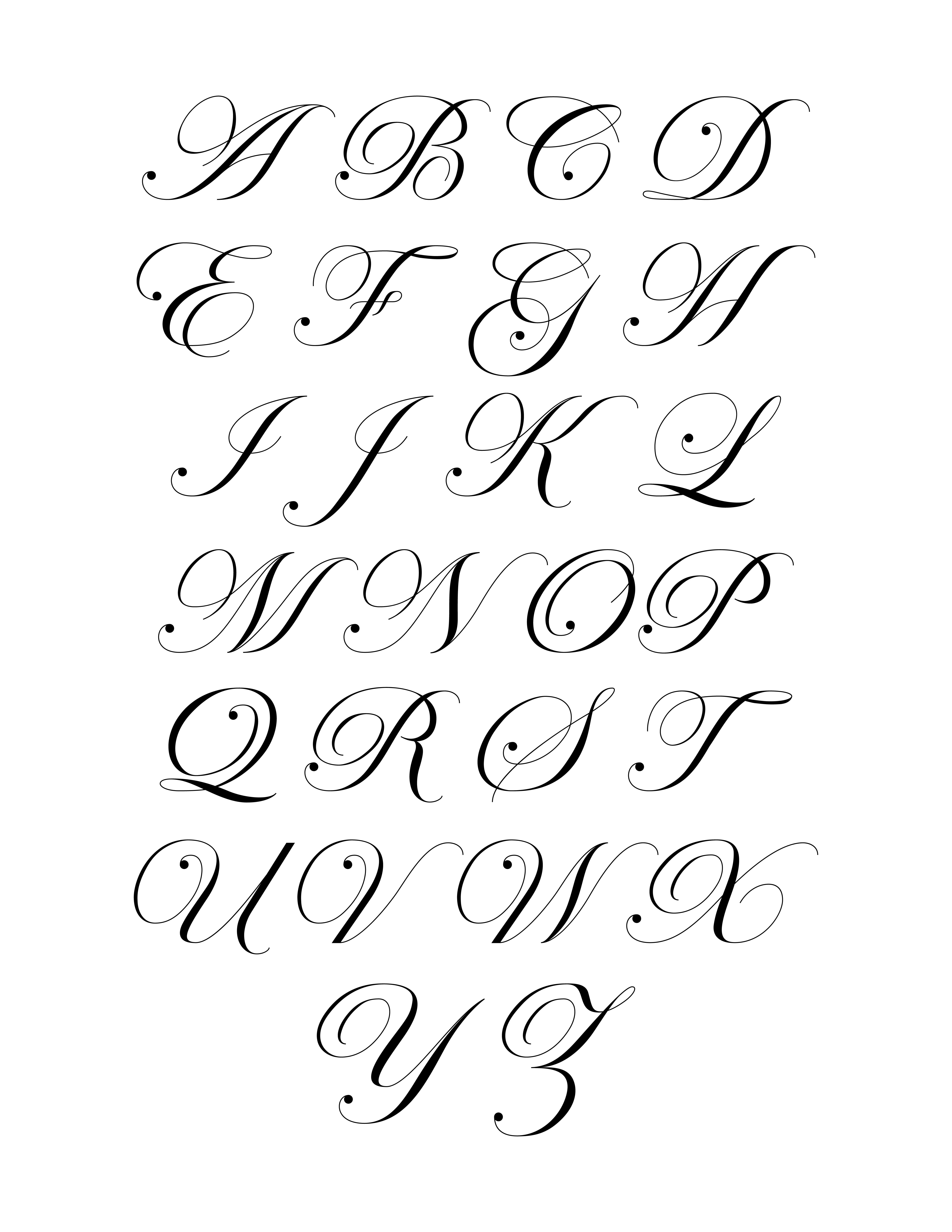 Free Printable Royal Fancy Cursive Capital Letters Set Freebie 