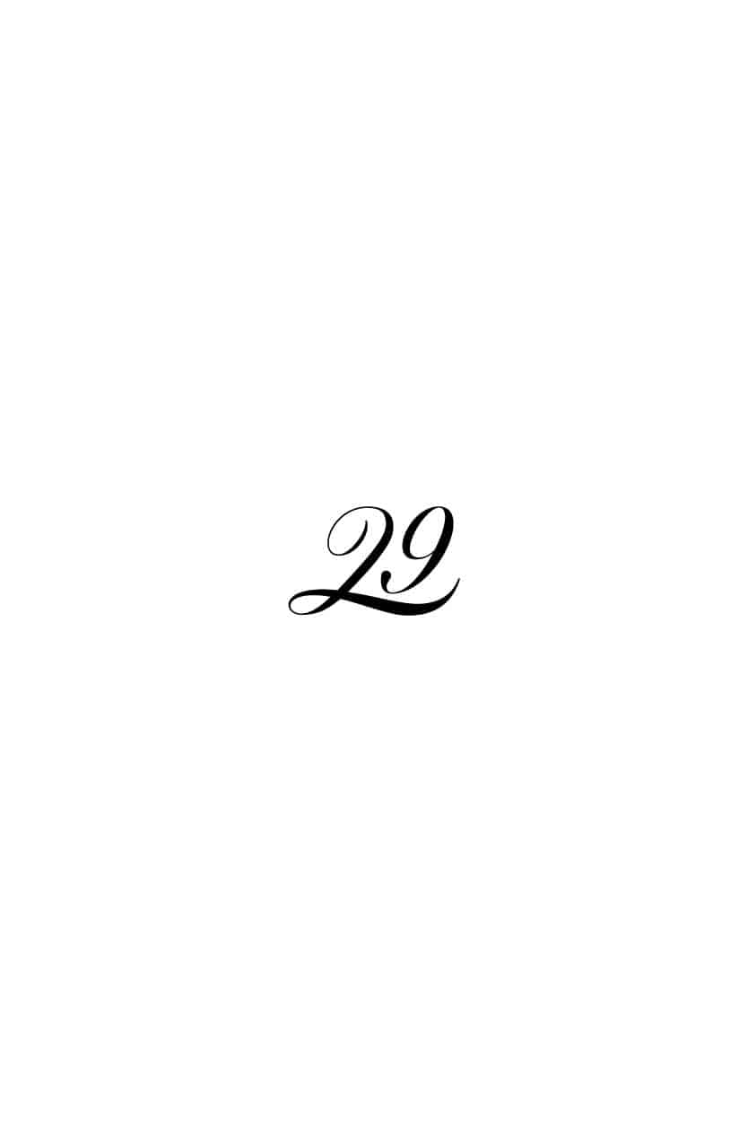Free Printable Tracing Numbers: Fancy Calligraphy Number 29