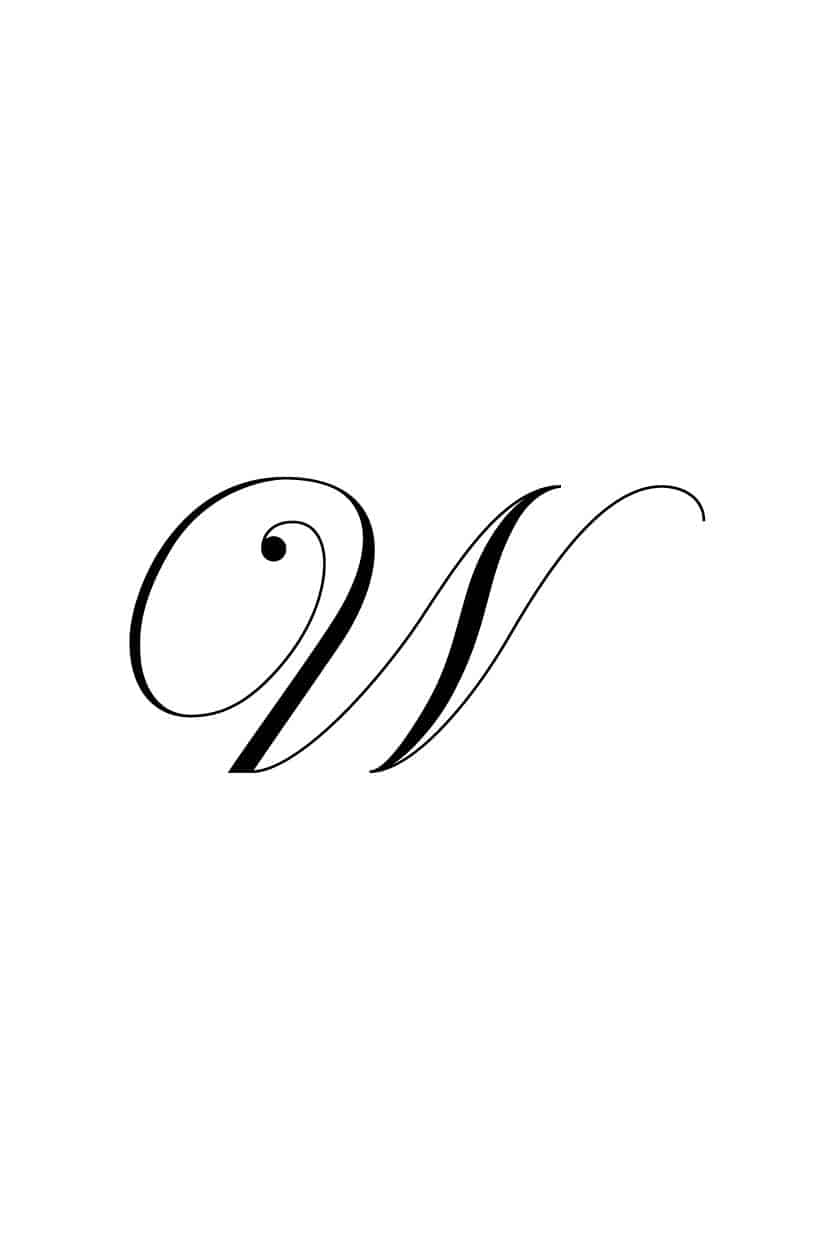 Free Printable Royal Fancy Cursive Letters: Cursive Capital W - Freebie