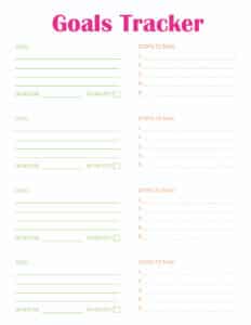Goal Tracker Template Printable