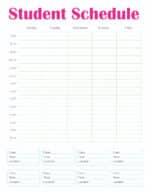 Printable Class Schedule Template (PDF Download)