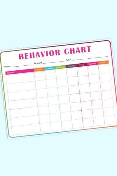 printable behavior chart for kids