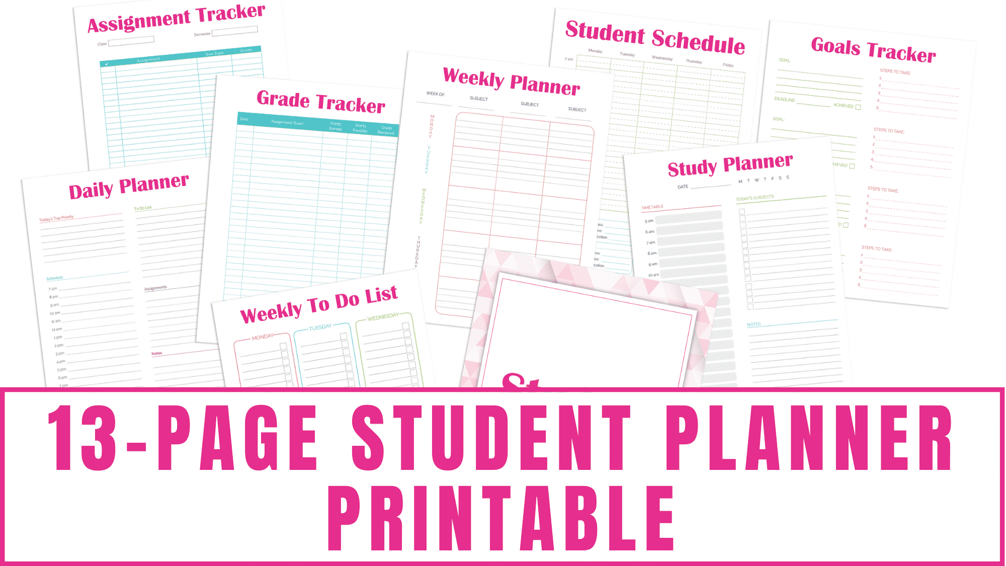 Student planner pdf, Printable Study tracker, homework plan