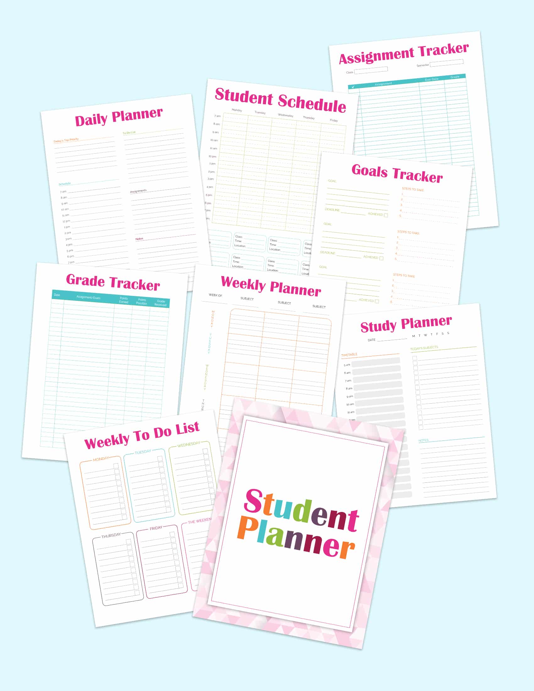 Printable Student Planner Set Student Planner Printable Schedule Gambaran