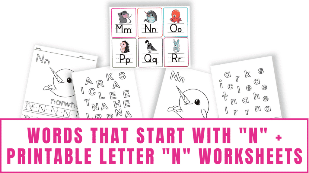 words that start with N printable letter N worksheets