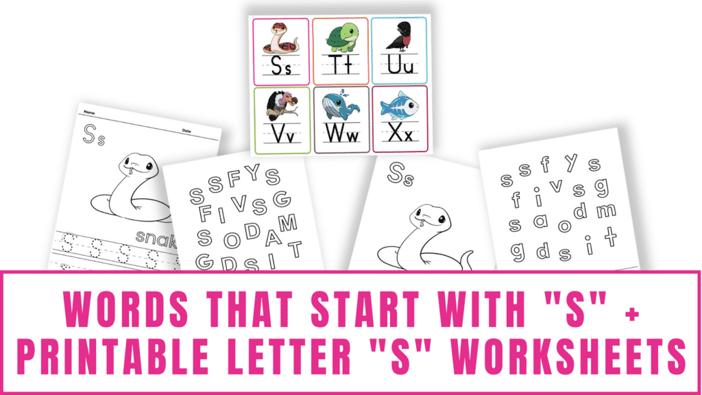 words that start with S printable letter S worksheets