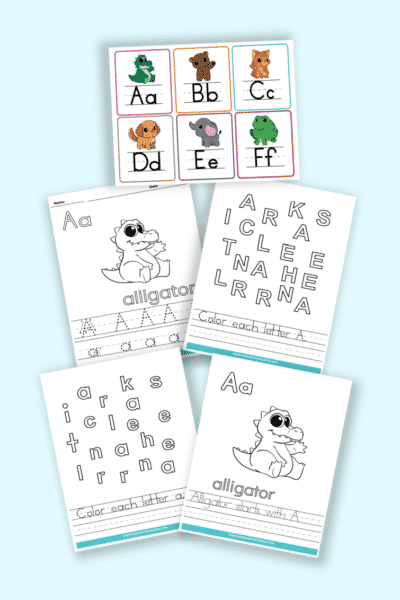 words that start with A printable letter A worksheets