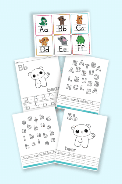 words that start with B printable letter B worksheets