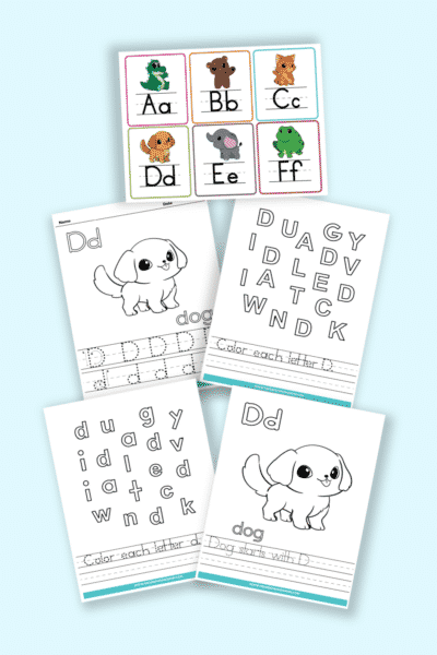 words that start with D printable letter D worksheets