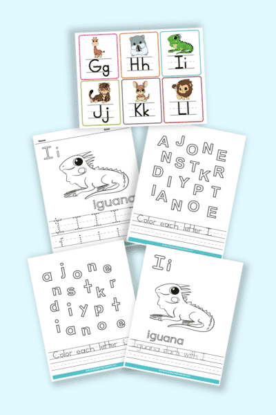 words that start with I printable letter I worksheets