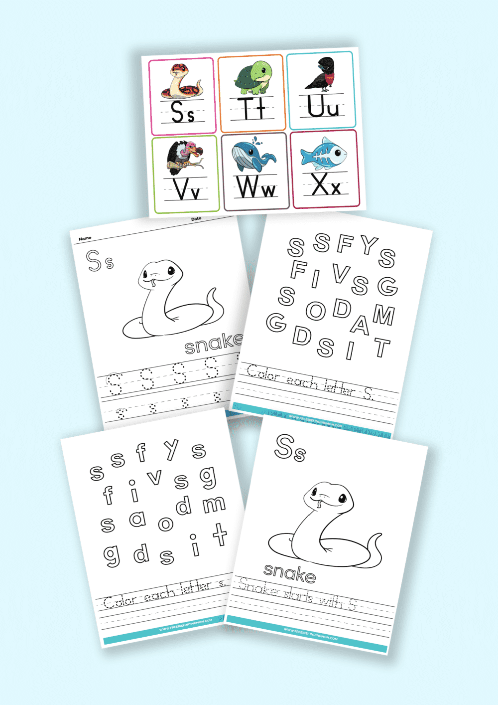 Letters of the Alphabet Printable Worksheets: Words that Start with S