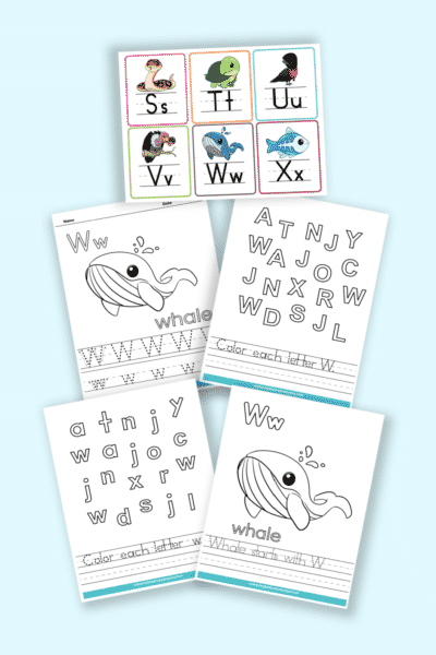 words that start with W printable letter W worksheets