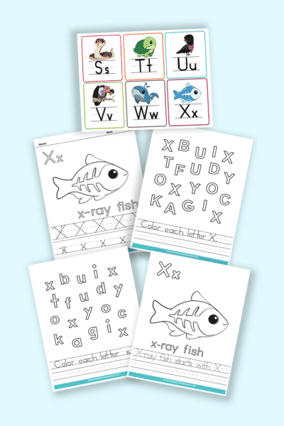 words that start with X printable letter X worksheets