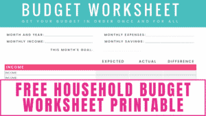 Printable Monthly Grocery Budget Template