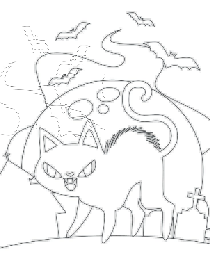 3 Free Printable Halloween Cat Coloring Pages