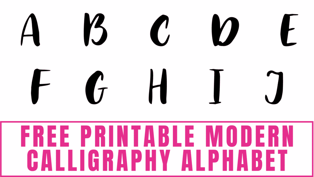 This free printable modern calligraphy alphabet is a pretty writing style that can used in letters, invitations and more. 