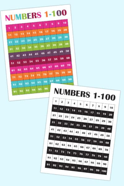 free printable number chart 1-100 for kids