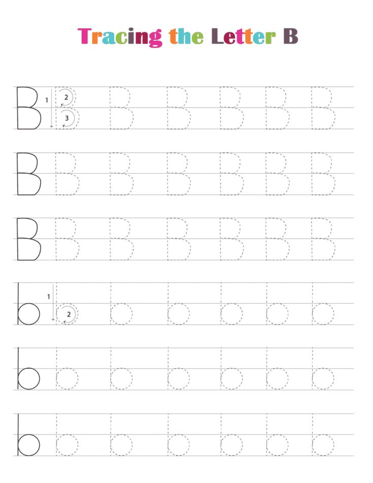 Free Printable Alphabet Tracing Worksheets PDF: Letter B