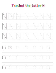 Free Printable Alphabet Tracing Worksheets PDF: Letter N