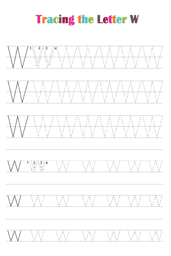 Free Printable Alphabet Tracing Worksheets PDF: Letter W free-printable-alphabet-tracing-worksheets-pdf-letter-w