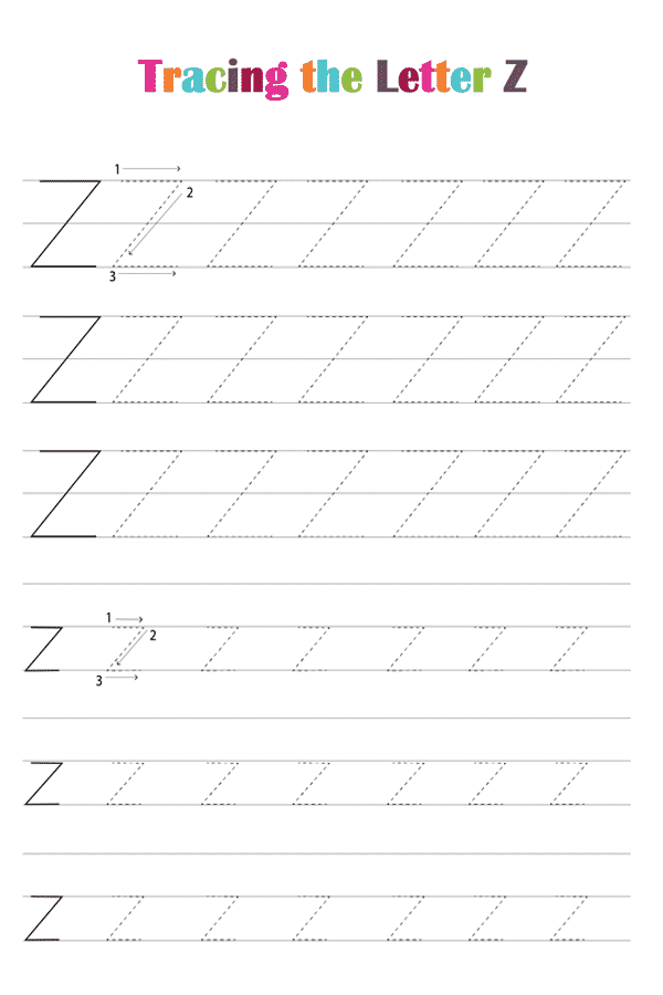 Free Printable Alphabet Tracing Worksheets PDF Letter Z