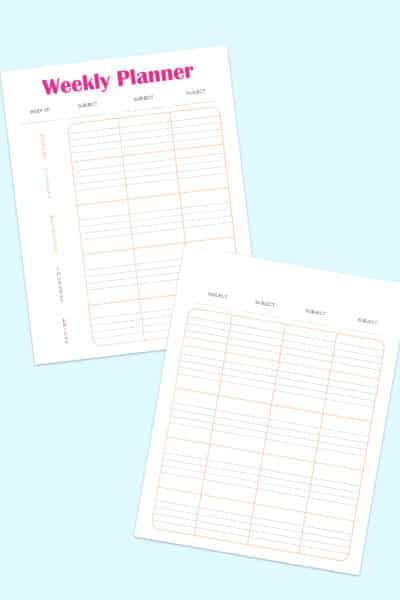 weekly planner template printable PDF download