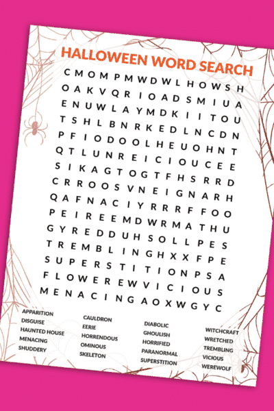 Free Hard Halloween Word Search Printable (PDF Download) Story
