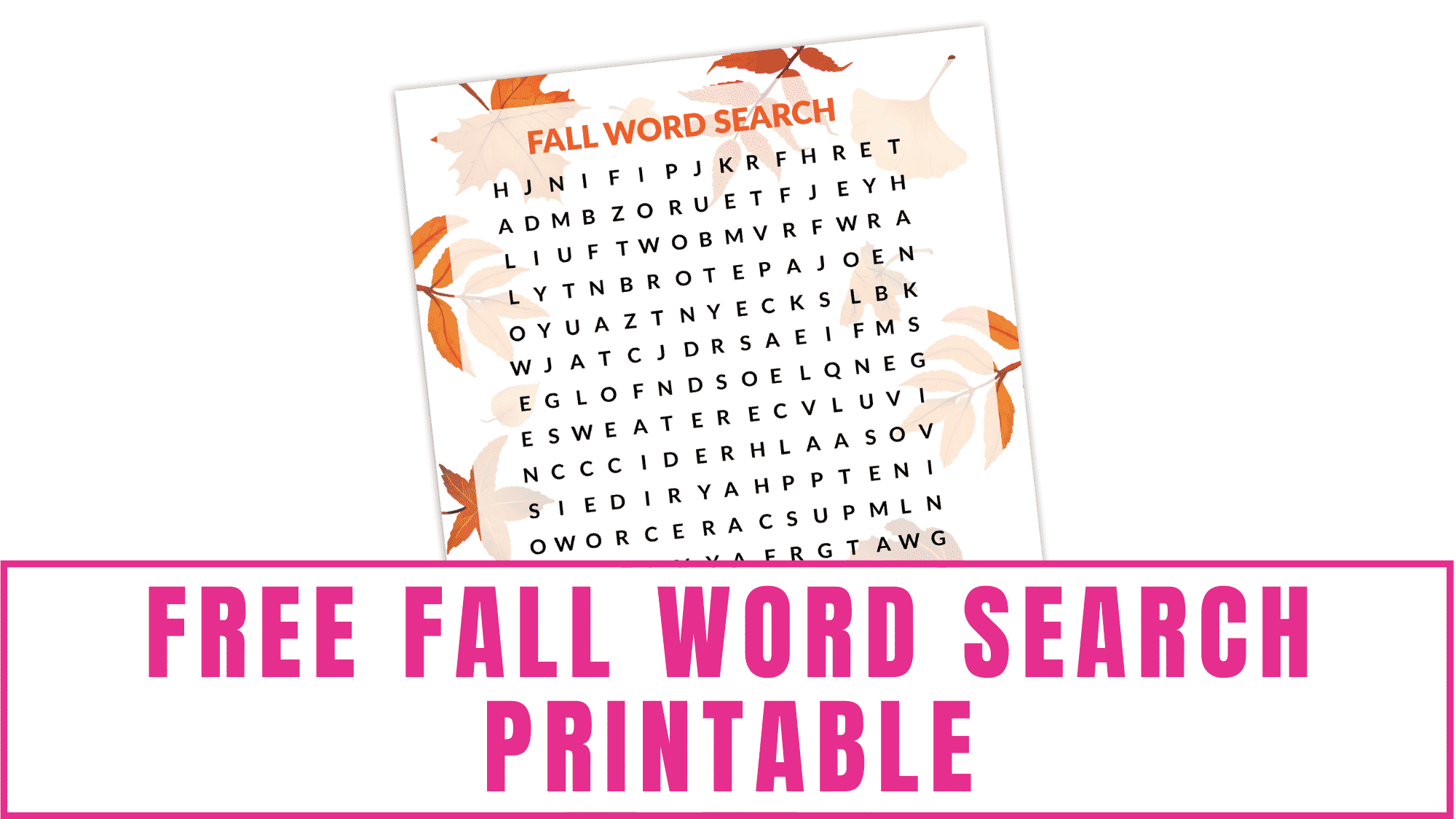 Toddlers will need assistance completing this free fall word search printable, but it's a great chance to help them practice their letter recognition.
