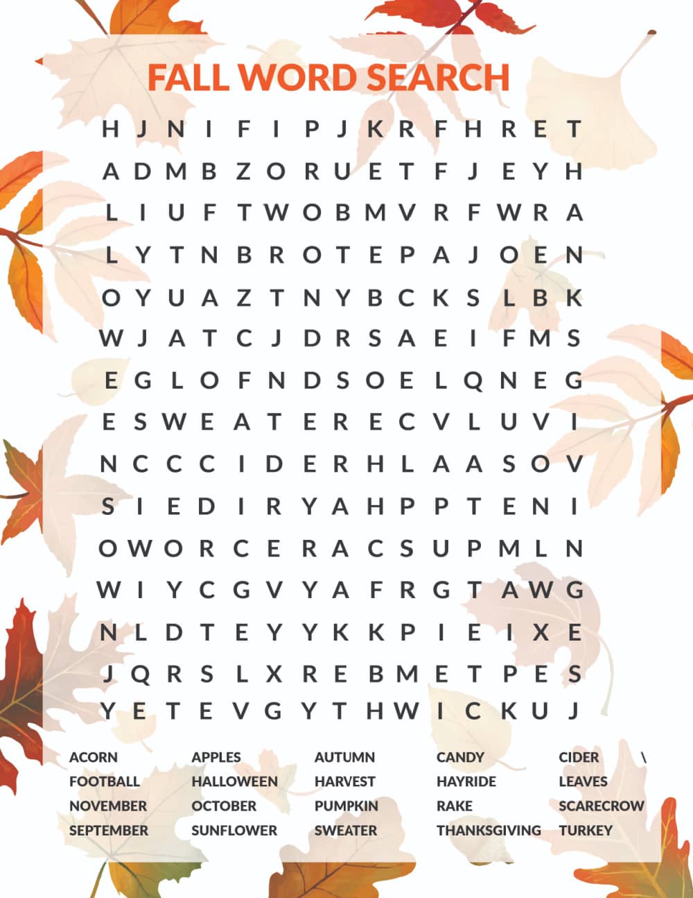 Free Fall Word Search Printable Story - Freebie Finding Mom