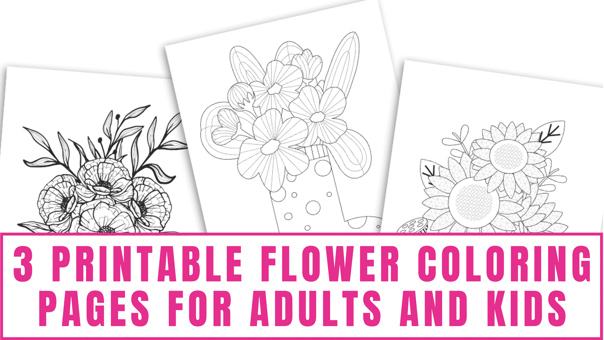 Enjoy beautiful flowers all year long by decorating and hanging these printable flower coloring pages for adults and kids.