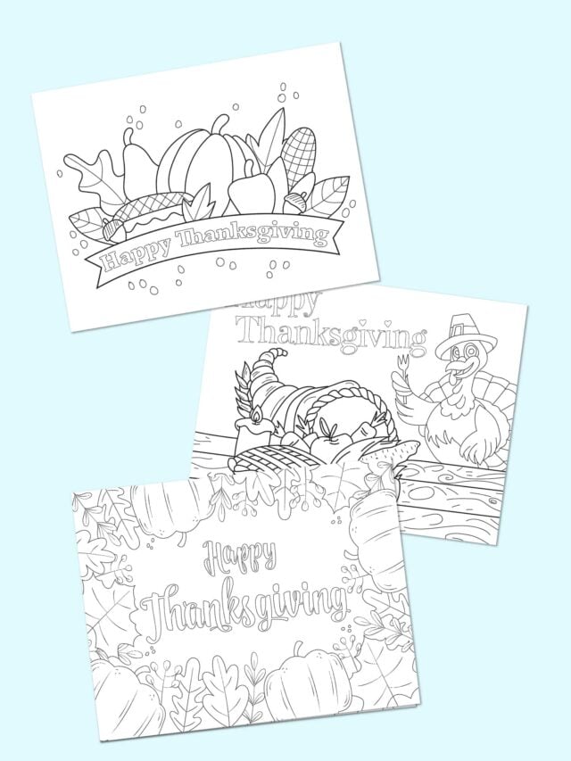 3 Free Printable Happy Thanksgiving Coloring Page Story - Freebie ...