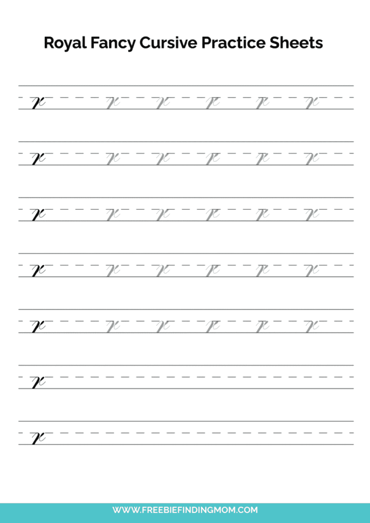 Printable Cursive Alphabet Practice Sheets: Royal Fancy Lowercase R