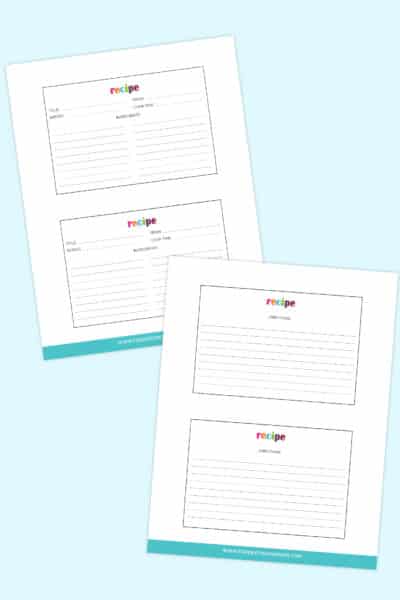 free printable recipe cards