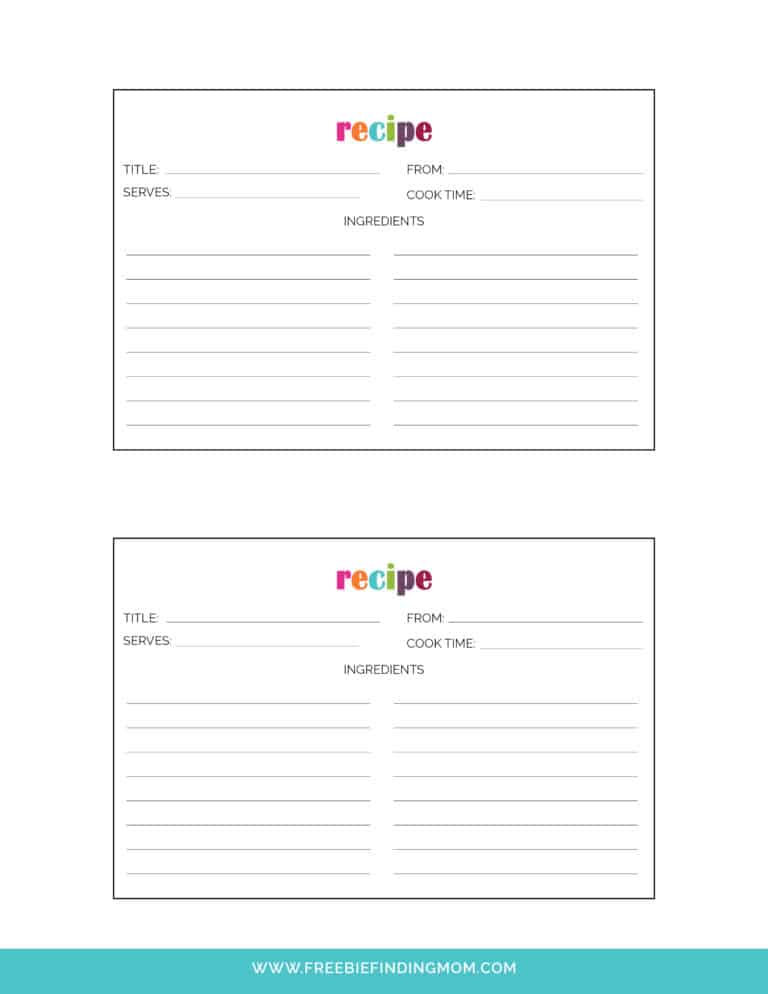 Free Printable Recipe Cards