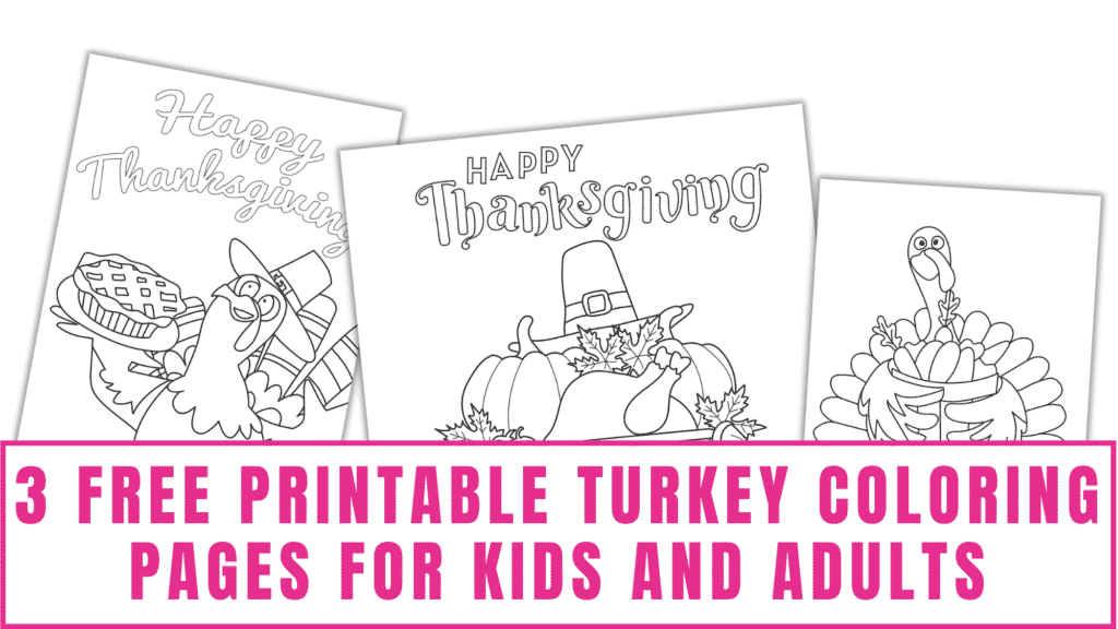 The entire family will enjoy coloring the turkeys in these free printable turkey coloring pages for kids and adults.