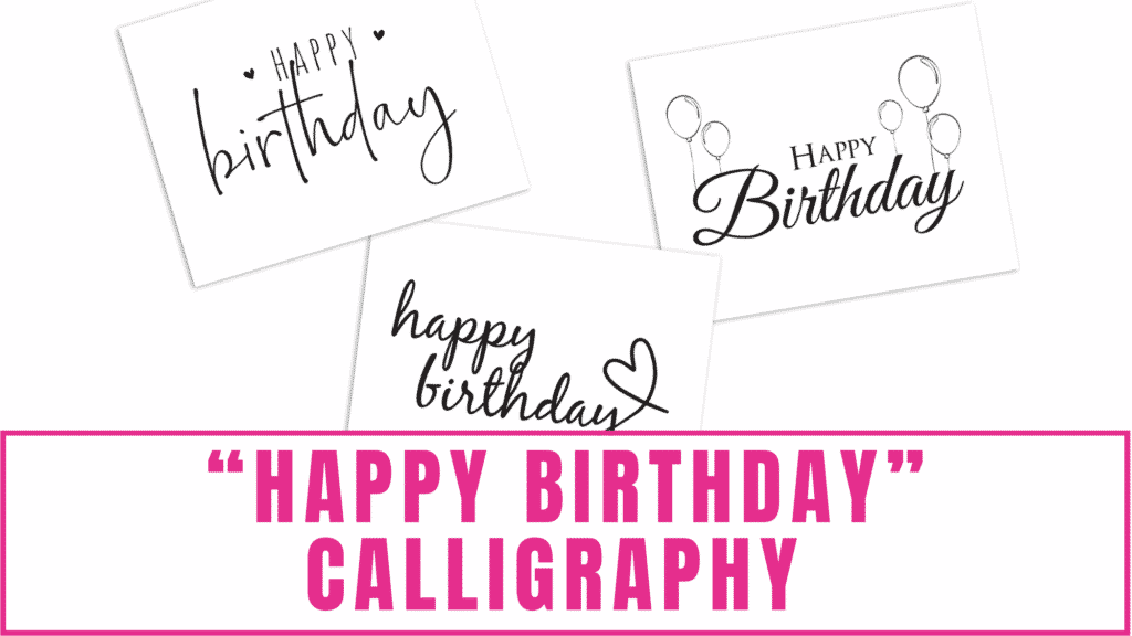Color these happy birthday calligraphy free printables and these printables can be DIY birthday cards, birthday decorations and more!  