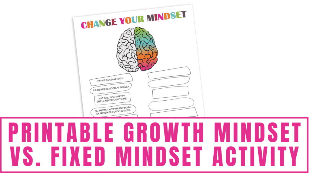 printable growth mindset vs fixed mindset activity