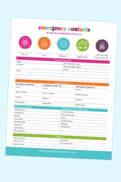 printable emergency contact form