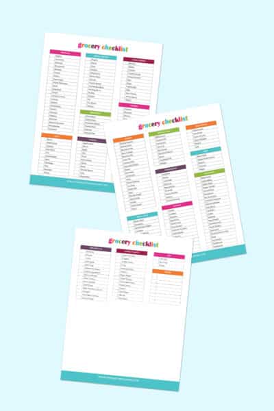 printable grocery list template