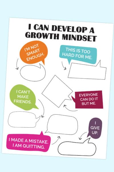 printable how to develop a growth mindset activity for kids