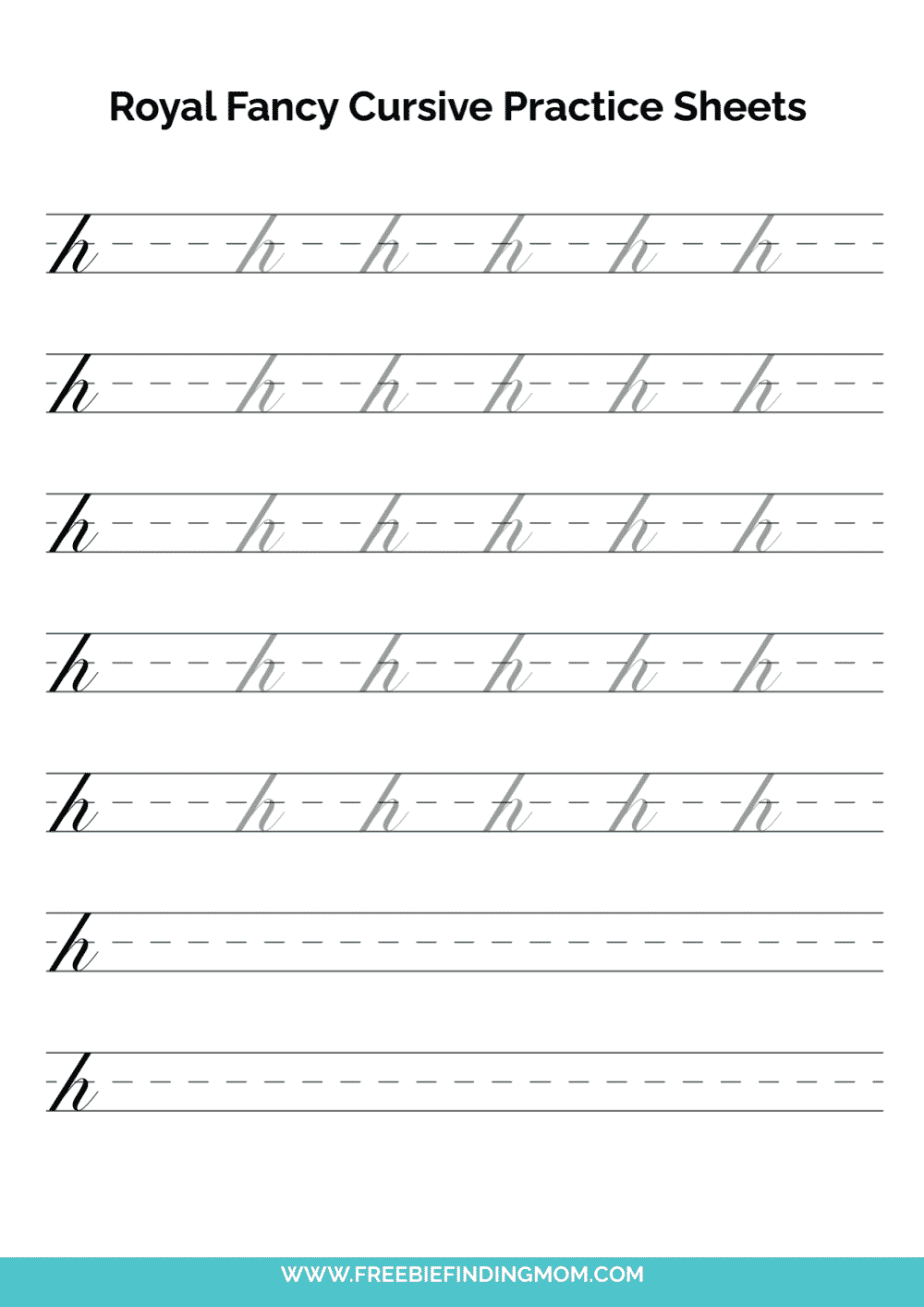Printable Cursive Alphabet Practice Sheets: Royal Fancy Lowercase H